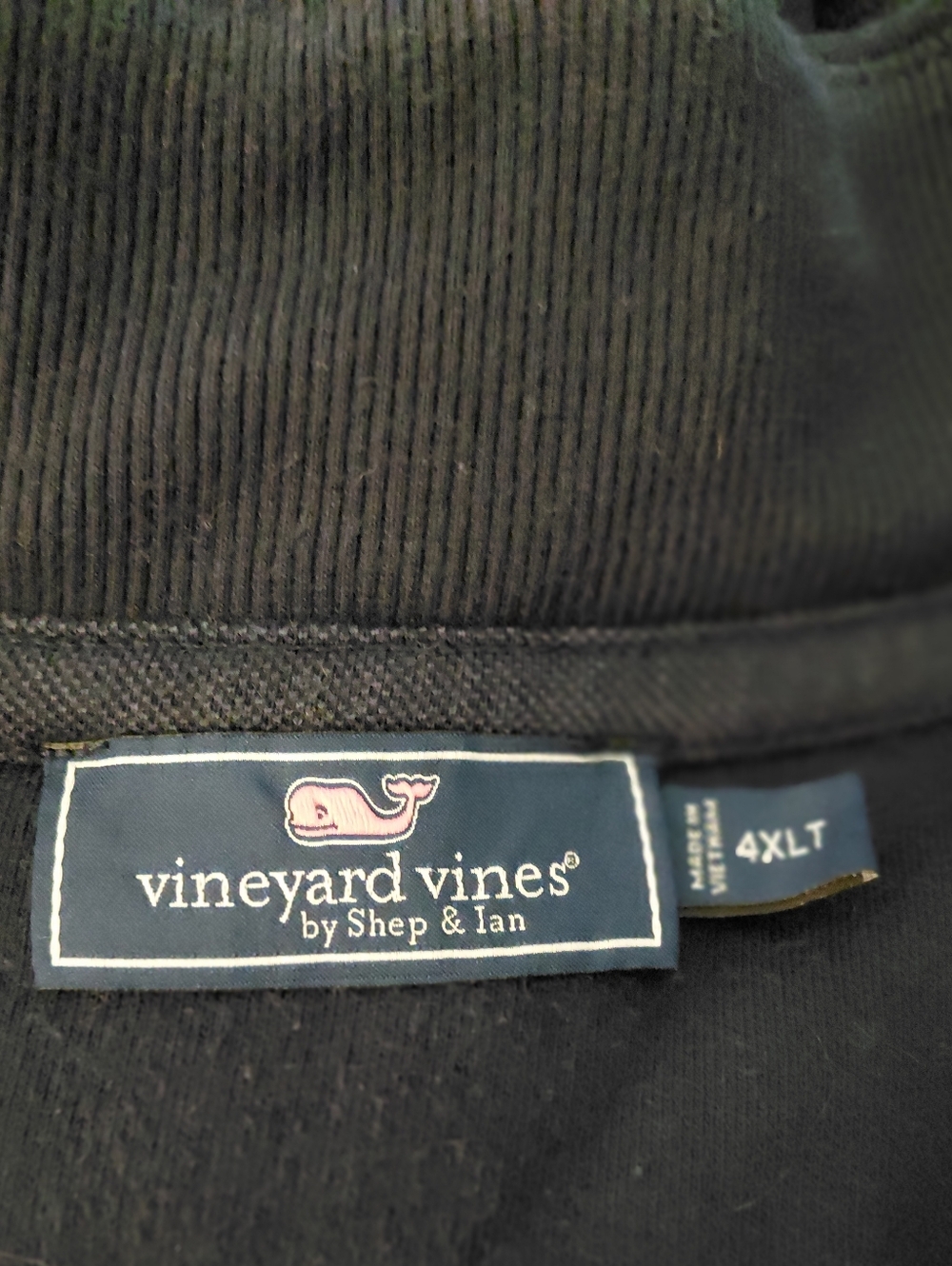 VINYARD VINES by SHEP & IAN 4XLT NAVY 1/4 ZIP COTTON SWEATSHIRT RIBBED COLLAR - Picture 9 of 11